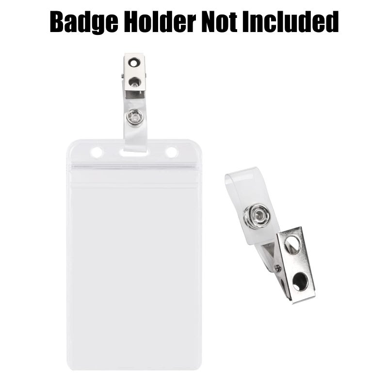 CABAX 30 Pcs Double Hole Metal Badge Clips with PVC Straps, ID Strap Clip Adapter ID Badge Clips for Badge Holders,Office,School, Clear - Image 3